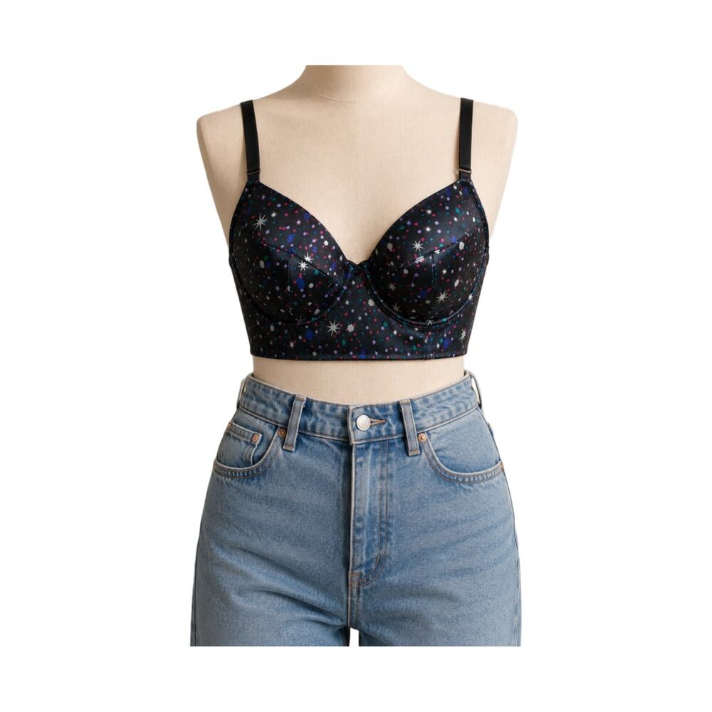 Victoria's Secret Very Sexy Longline Demi 34D Star Print Celestial Y2K